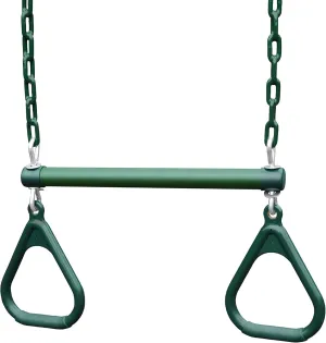 Gorilla Playsets 04-0006-G/G 17" Trapeze Bar Assembly with Rings - Green Bar, Rings, 36.5" Plastisol Coated Chains