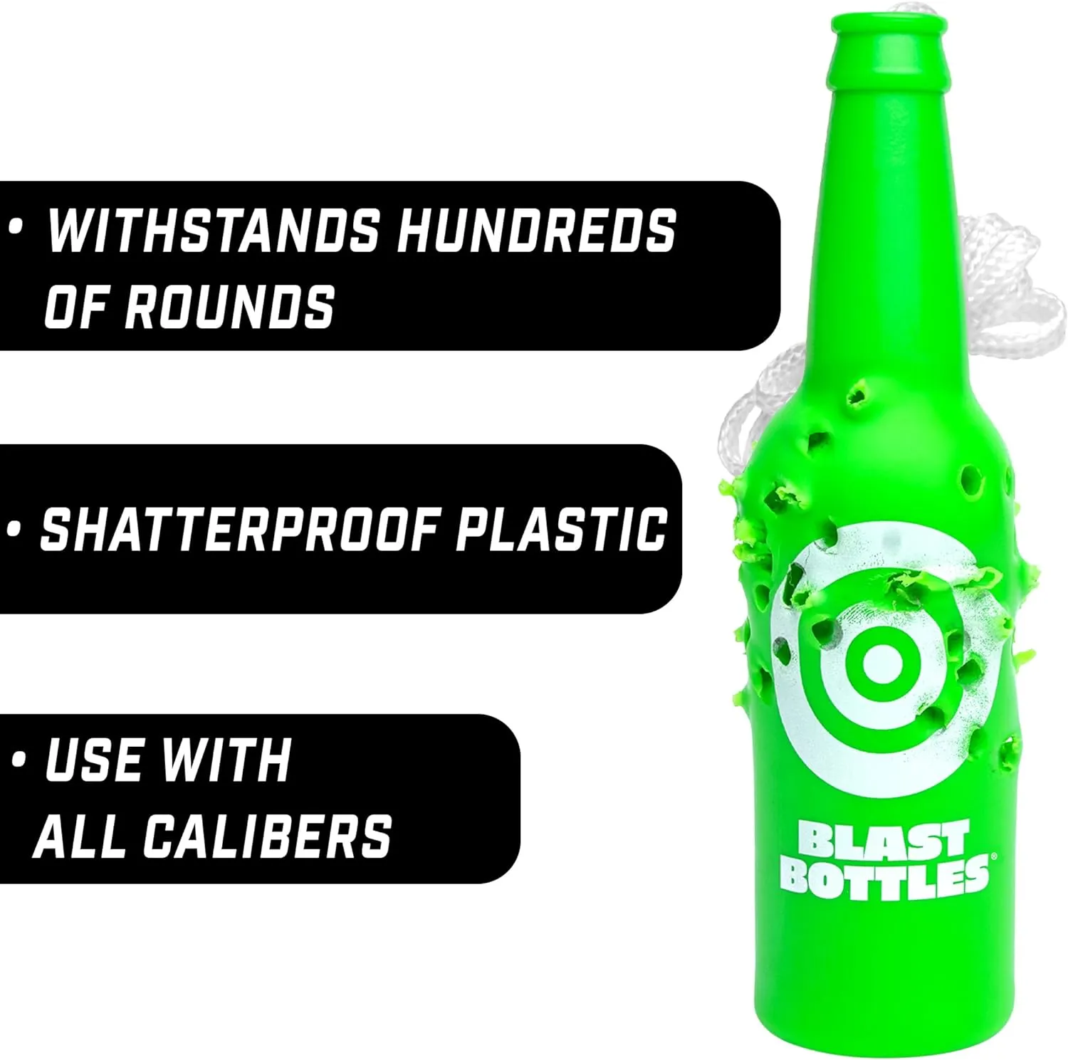 GoSports Outdoors Blast Bottles – 3 or 6 Pack – Shatterproof Bottle Shooting Targets with Rope for Firearm Target Practice, Great for Indoor & Outdoor Gun Ranges
