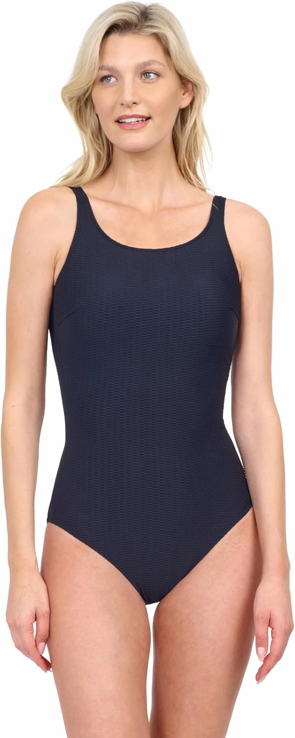 Gottex Harbourside Women’s Textured High Neck Mastectomy One Piece Swimsuit with Removable Soft Cups Beachwear Essential