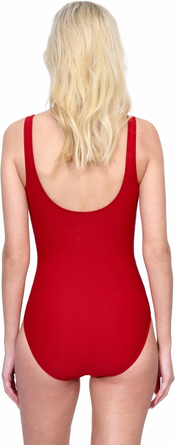 Gottex Harbourside Women’s Textured Square Neck One Piece Swimsuit with Soft Cups and Tummy Control Beachwear Essential