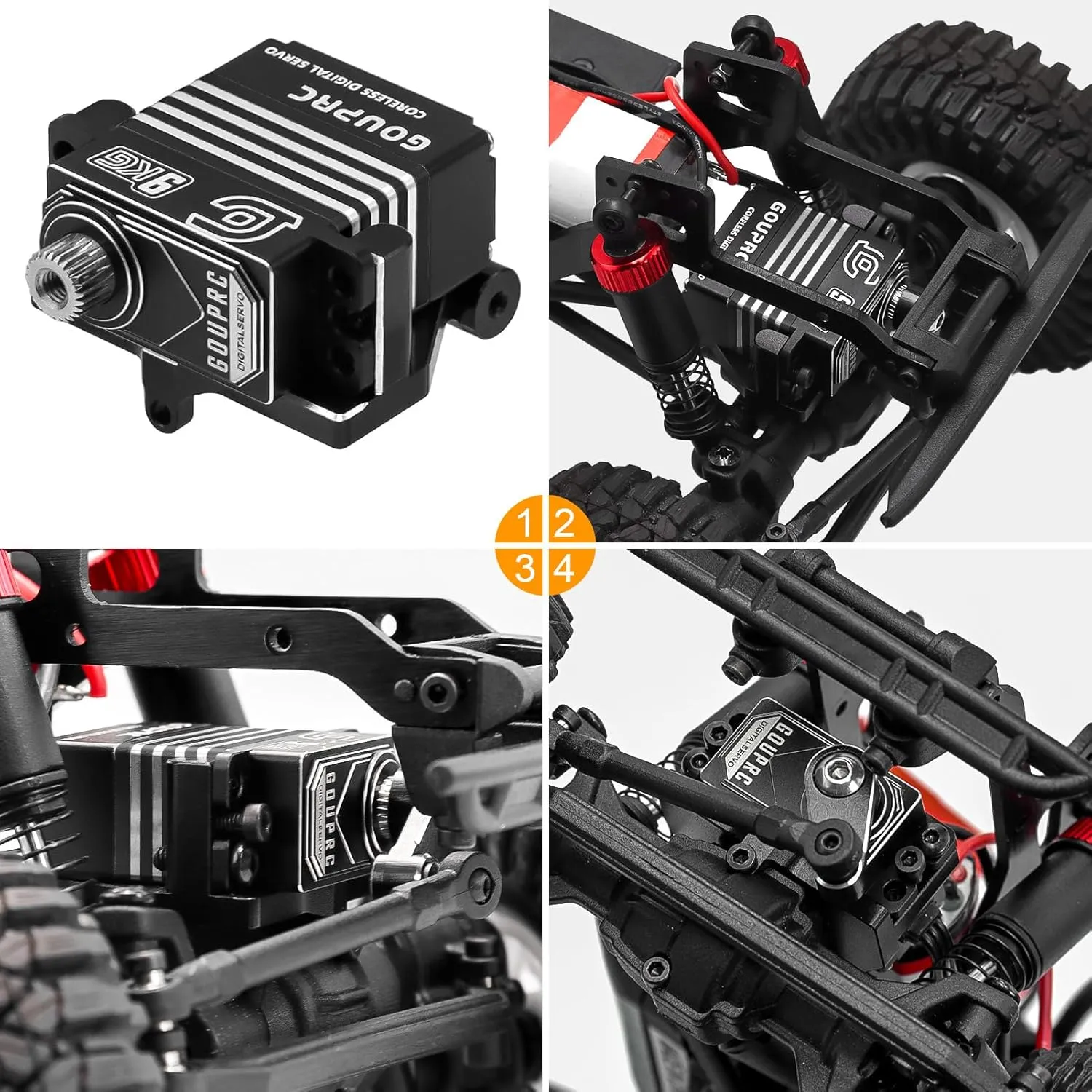 GOUPRC 9kg Metal Coreless Micro Servo with Servo Mount Bracket & Metal Servo Horn for TRX4M 1/18 RC Car Upgrade Parts, Redcat Ascent 18 Servo Bracket