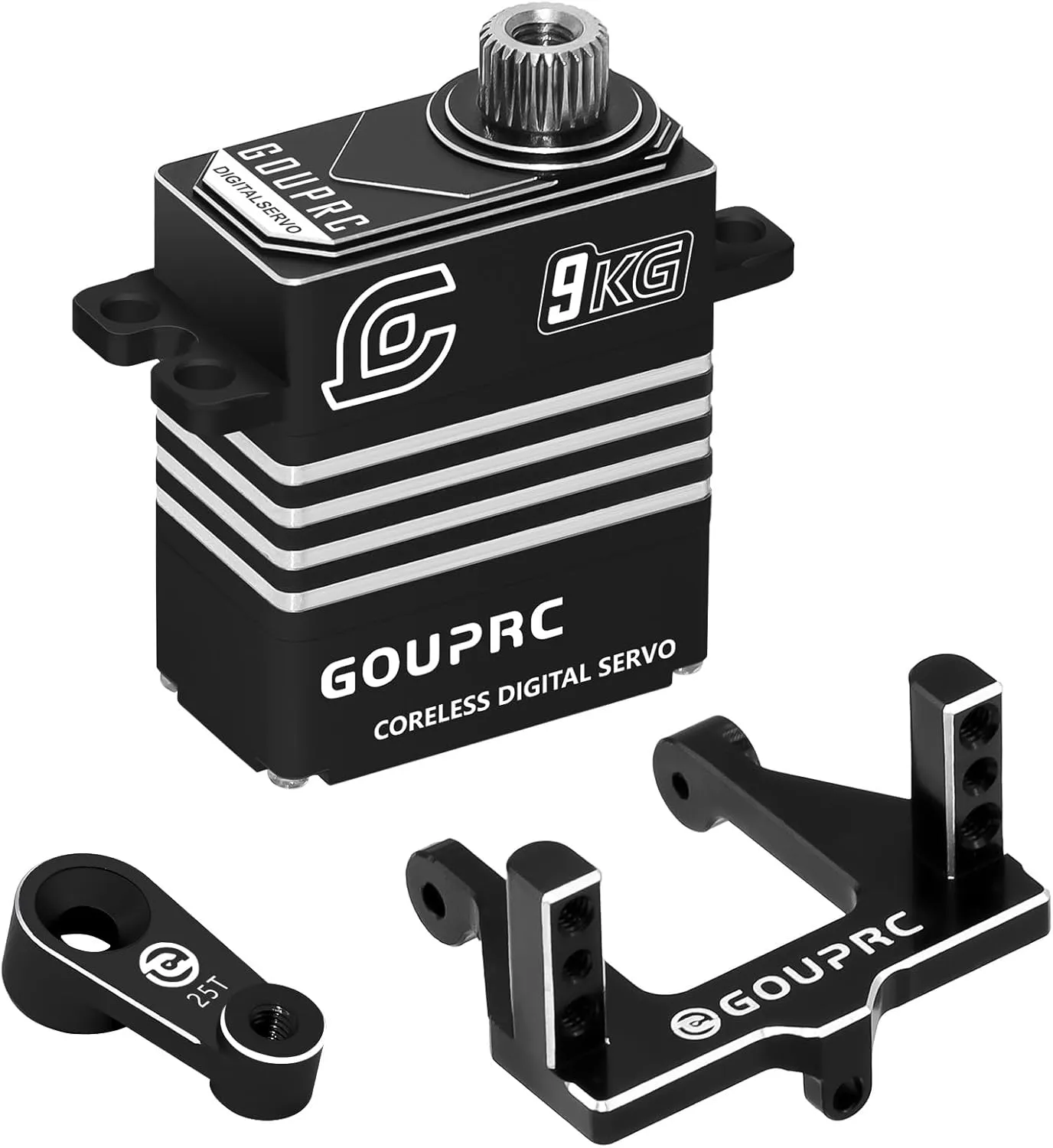 GOUPRC 9kg Metal Coreless Micro Servo with Servo Mount Bracket & Metal Servo Horn for TRX4M 1/18 RC Car Upgrade Parts, Redcat Ascent 18 Servo Bracket