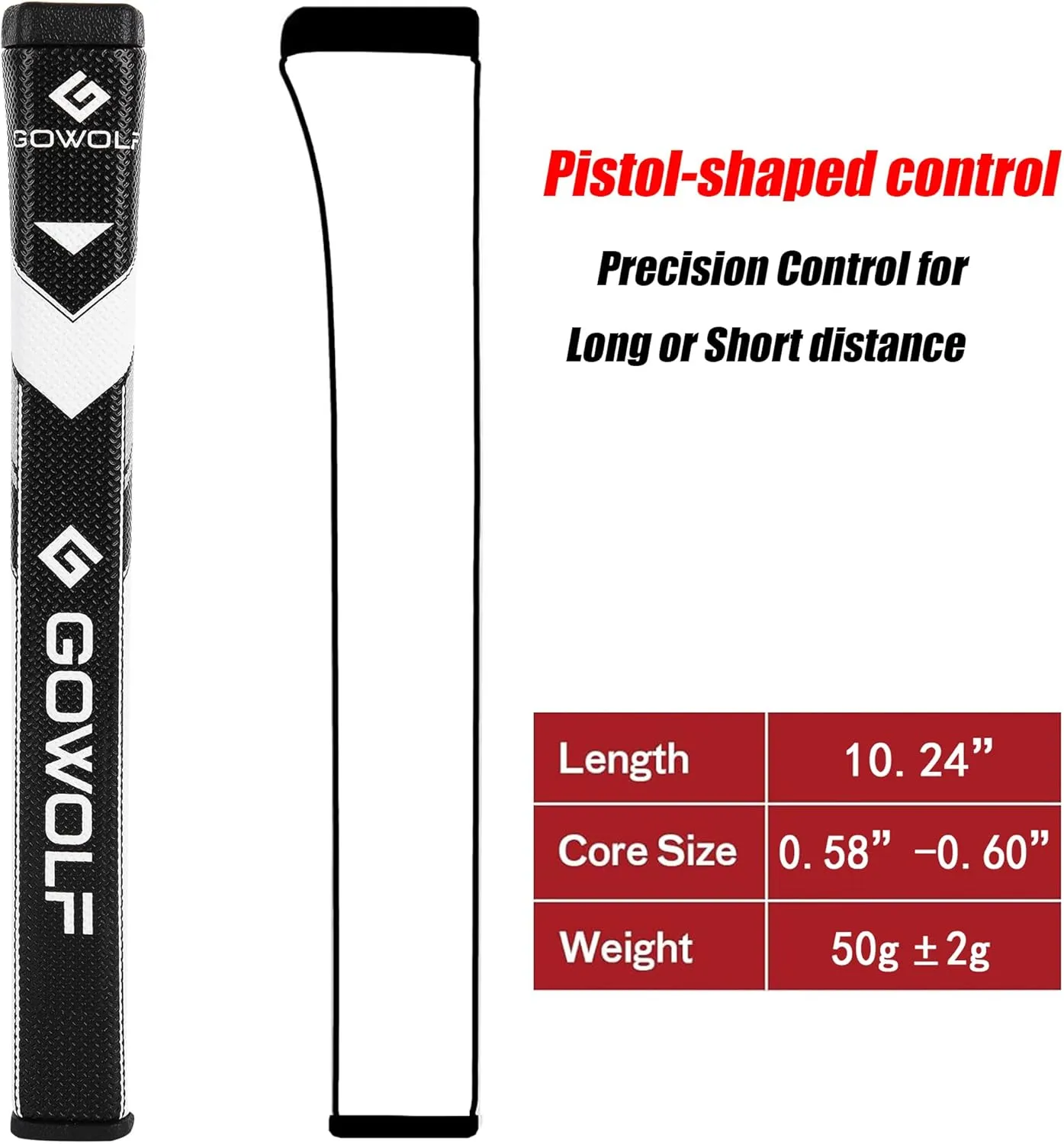 Gowolf Premium Pistol Golf Putter Grip Advanced Super Soft Surface Texture Innovative Golf Putter Grip Lightweight Golf Grips Anti-Slip Pattern