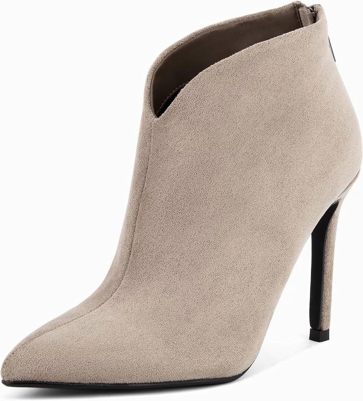 Greatonu Women's High Heel Boots Sexy Stiletto V Shape Pointy Toe Ankle Booties
