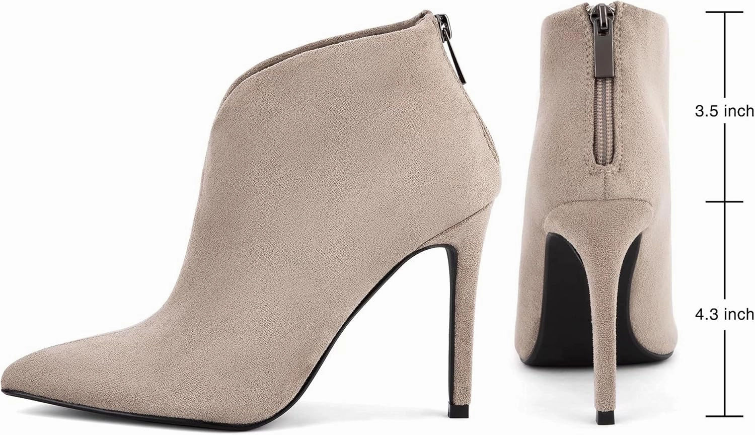 Greatonu Women's High Heel Boots Sexy Stiletto V Shape Pointy Toe Ankle Booties