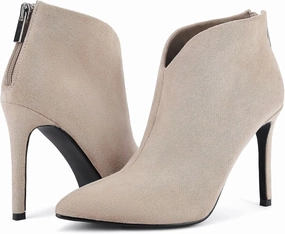 Greatonu Women's High Heel Boots Sexy Stiletto V Shape Pointy Toe Ankle Booties
