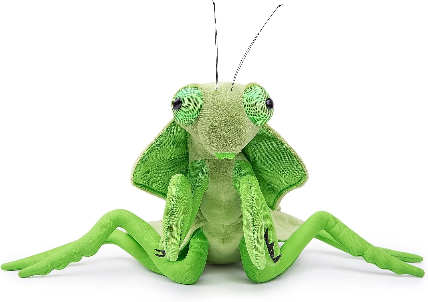 Green Mantis Plush Toy - Realistic 12" Leafback Praying Mantis Stuffed Animal, Lifelike Soft Big Wings Insect Weighted Toy, Unique Plush Gift Collection for Kids