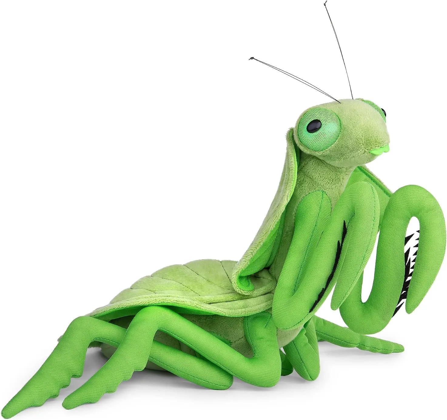 Green Mantis Plush Toy - Realistic 12" Leafback Praying Mantis Stuffed Animal, Lifelike Soft Big Wings Insect Weighted Toy, Unique Plush Gift Collection for Kids