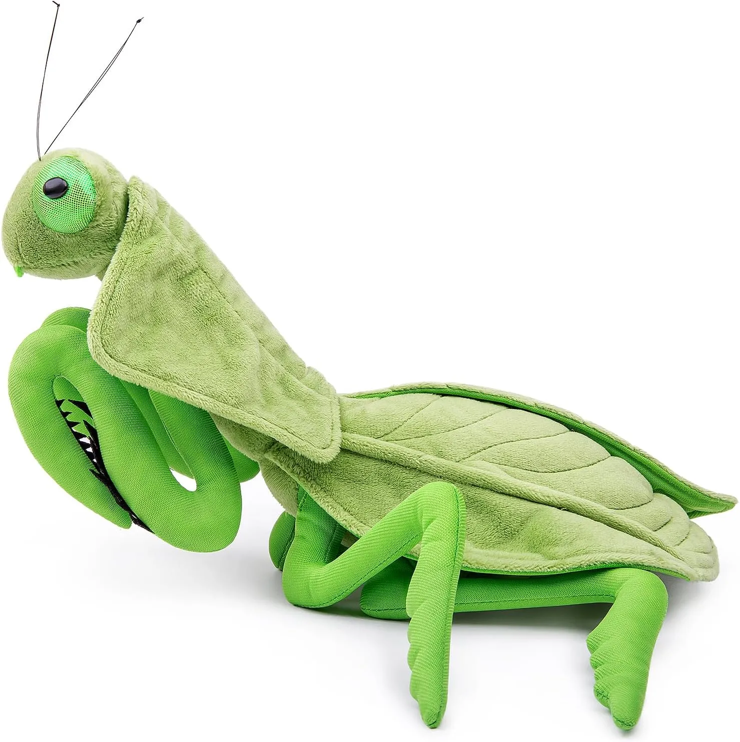 Green Mantis Plush Toy - Realistic 12" Leafback Praying Mantis Stuffed Animal, Lifelike Soft Big Wings Insect Weighted Toy, Unique Plush Gift Collection for Kids
