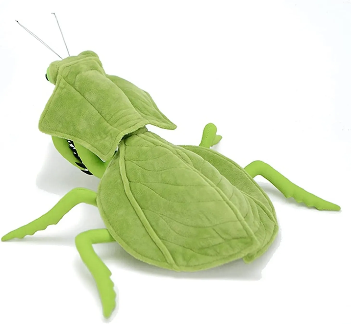 Green Mantis Plush Toy - Realistic 12" Leafback Praying Mantis Stuffed Animal, Lifelike Soft Big Wings Insect Weighted Toy, Unique Plush Gift Collection for Kids