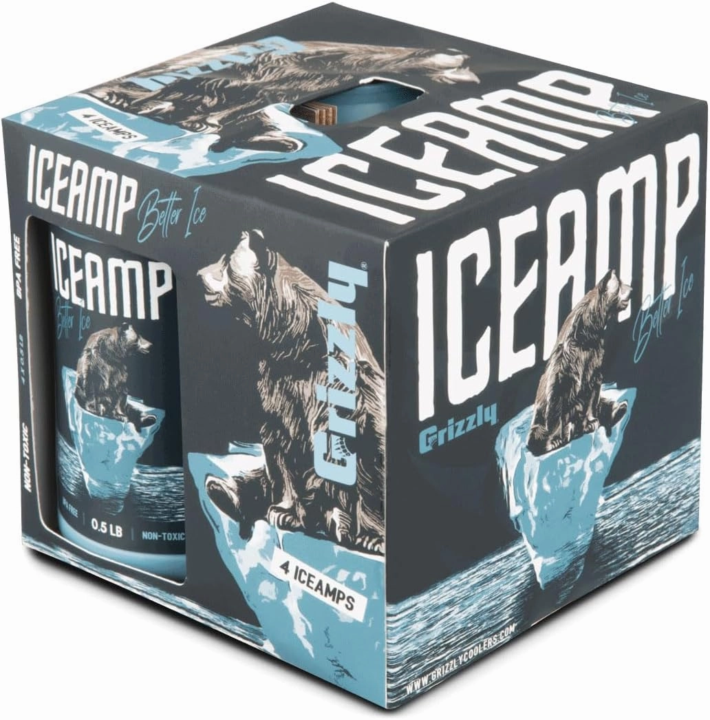 Grizzly IceAmp | Reusable Ice Packs for Lunch Boxes or Coolers Durable Versatile Cooler Accessory Light Weight | Grizzly Coolers | Set of 4 | Blue