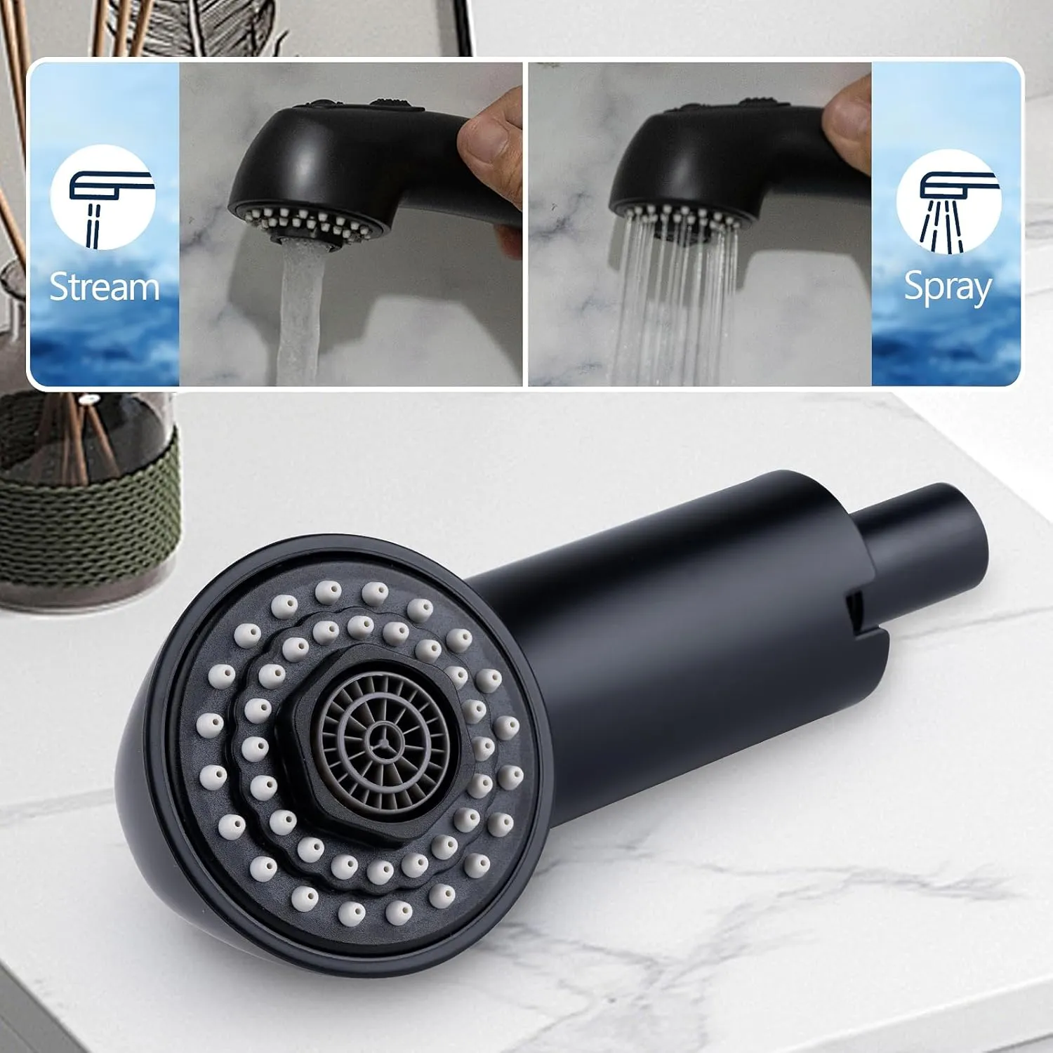 Grohe Pull-Out Spray Wand 46298K00 / 46312KH0 - Replacement for Kitchen Faucets, Fits Pull Out Faucets, Soft Black