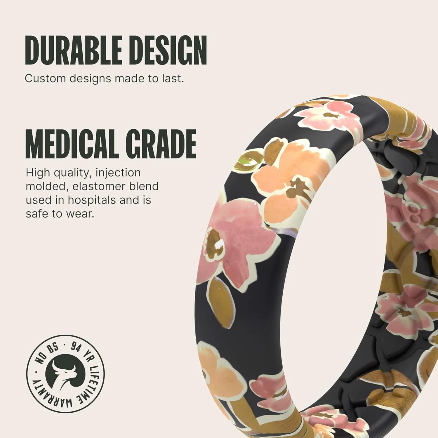 Groove Life Aspire Silicone Ring Breathable Rubber Wedding Rings for Women, Lifetime Coverage, Unique Design, Comfort Fit Ring