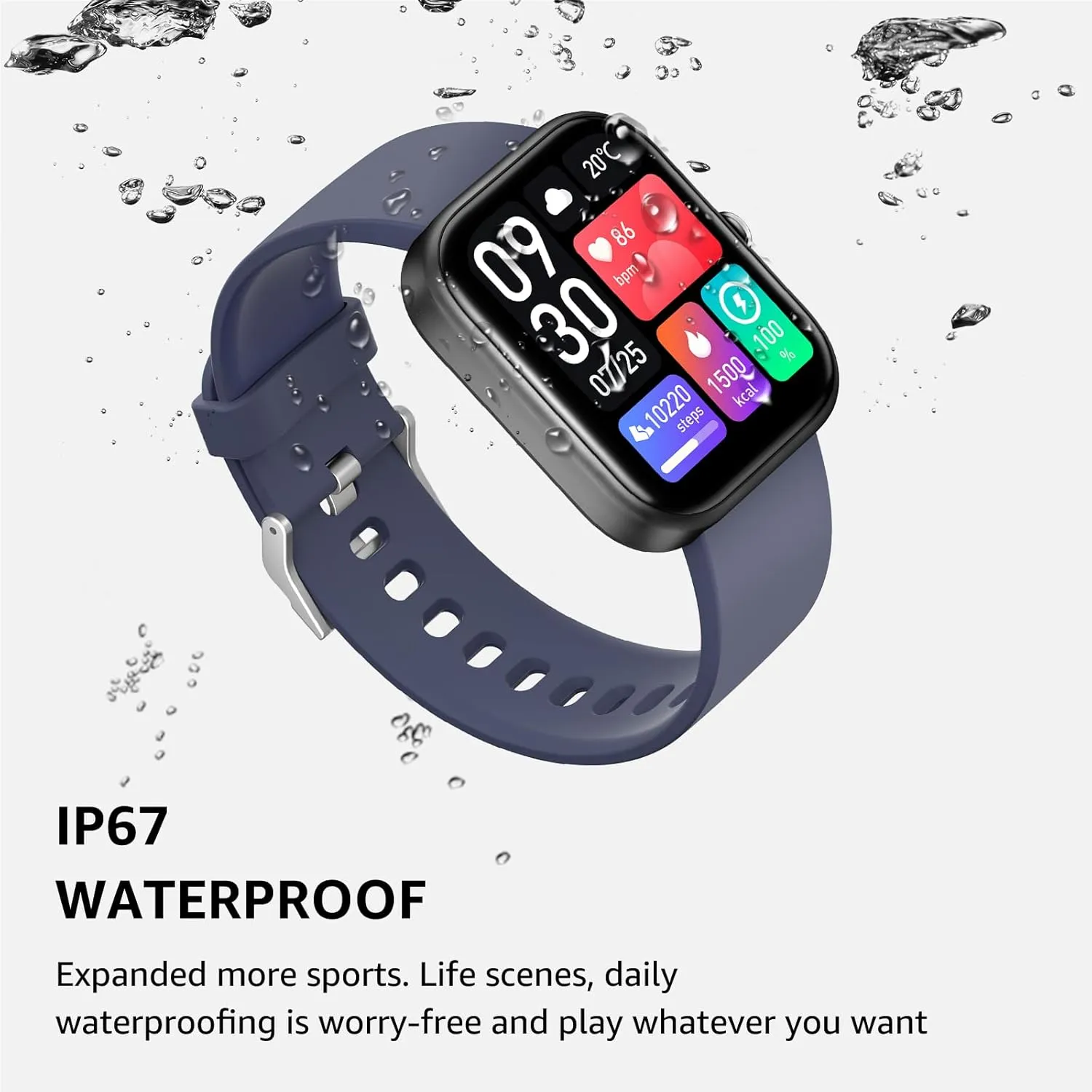 GTS5 Smart Watch for Android and iOS, Fitness Tracker, IP67 Waterproof, Smart Watch for Women Men (Blue)