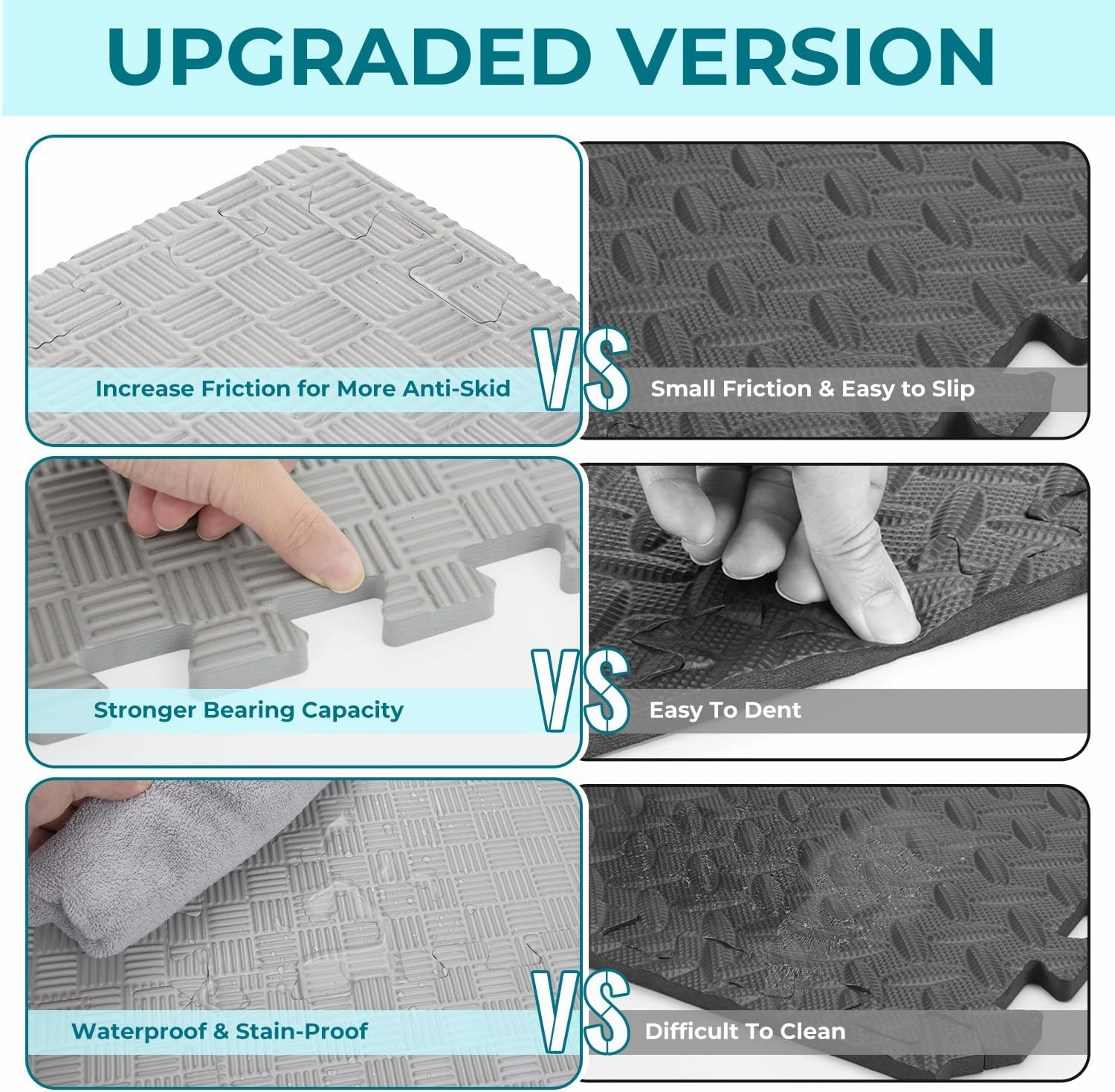 Gym Flooring Puzzle Exercise Mats: Sportneer 1/2" Thick 12" x 12" Interlocking Floor Mats EVA Foam Exercise Tiles for Home Gym Fitness Equipments with Border Waterproof Workout Anti-Slip Mat 12 Sqft/17.4 Sqft
