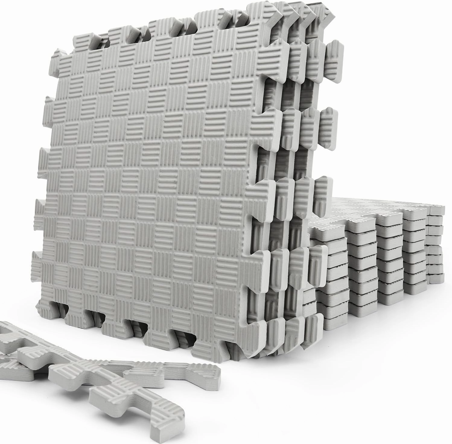 Gym Flooring Puzzle Exercise Mats: Sportneer 1/2" Thick 12" x 12" Interlocking Floor Mats EVA Foam Exercise Tiles for Home Gym Fitness Equipments with Border Waterproof Workout Anti-Slip Mat 12 Sqft/17.4 Sqft