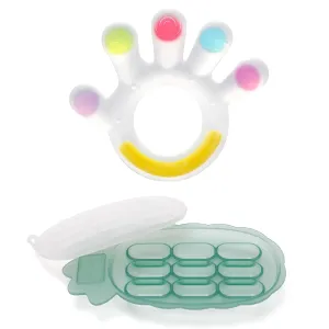 haakaa Palm Teether&Nibble Freezer Tray Set-Soft Silicone Baby Soothing Teether Pacifier|Breast Milk Teething Popsicle Mold