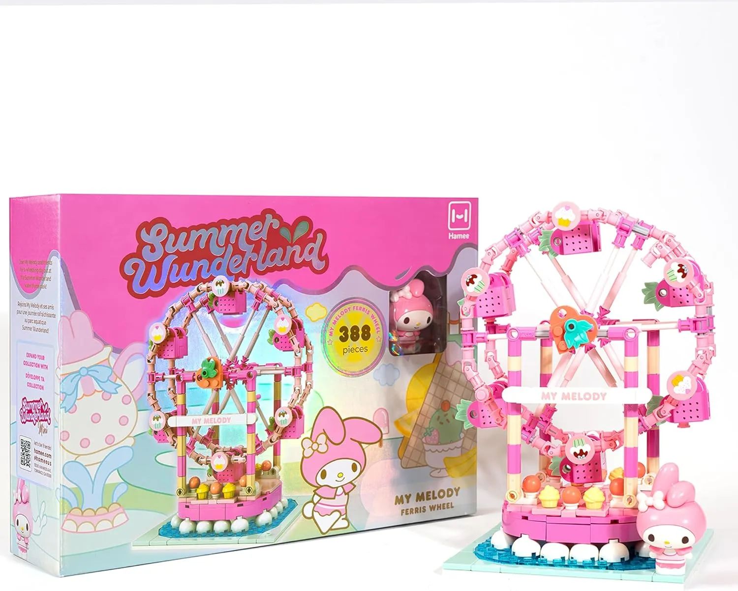 Hamee Sanrio Hello Kitty and Friends ‘Summer Wunderland’ Cute Water Theme Park Building Block Set Birthday Gift, Party Favor, Stress Relief, Collectible Toy, Sanrio Fan, Relaxation – My Melody