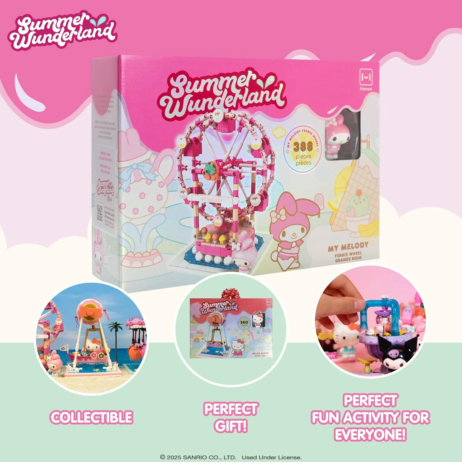 Hamee Sanrio Hello Kitty and Friends ‘Summer Wunderland’ Cute Water Theme Park Building Block Set Birthday Gift, Party Favor, Stress Relief, Collectible Toy, Sanrio Fan, Relaxation – My Melody