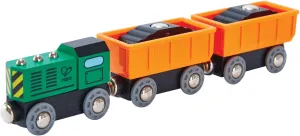 Hape Railway Diesel Freight Train| Freight Wagons with Loads Magnetic Connection Train for Kids