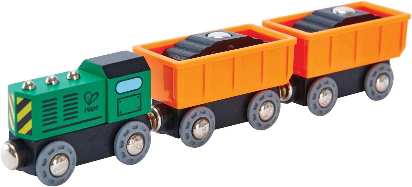 Hape Railway Diesel Freight Train| Freight Wagons with Loads Magnetic Connection Train for Kids