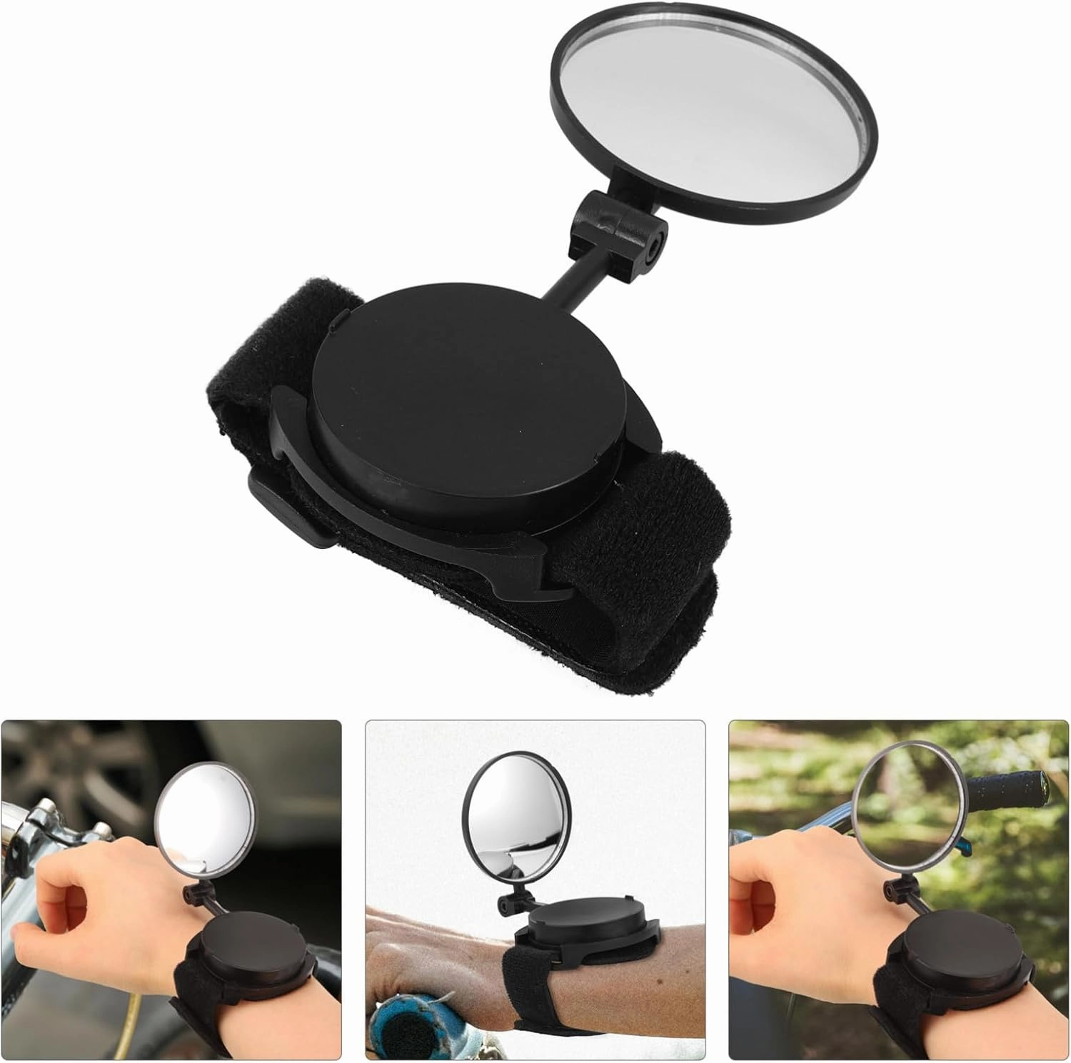 Happyyami 3pcs Wristband Rear View Mirror for Rotatable Bike Mirror Lightweight Convex Design for Enhanced Safety for Mountain and Road Cycling