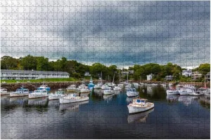 Harbor View Fishing Boats Sailboats and Hotels Perkins Cove Maine 1000 Piece Jigsaw Puzzle Game - Colorful Large Puzzles Artwork for Adults Teens Puzzle Game Toy Gift