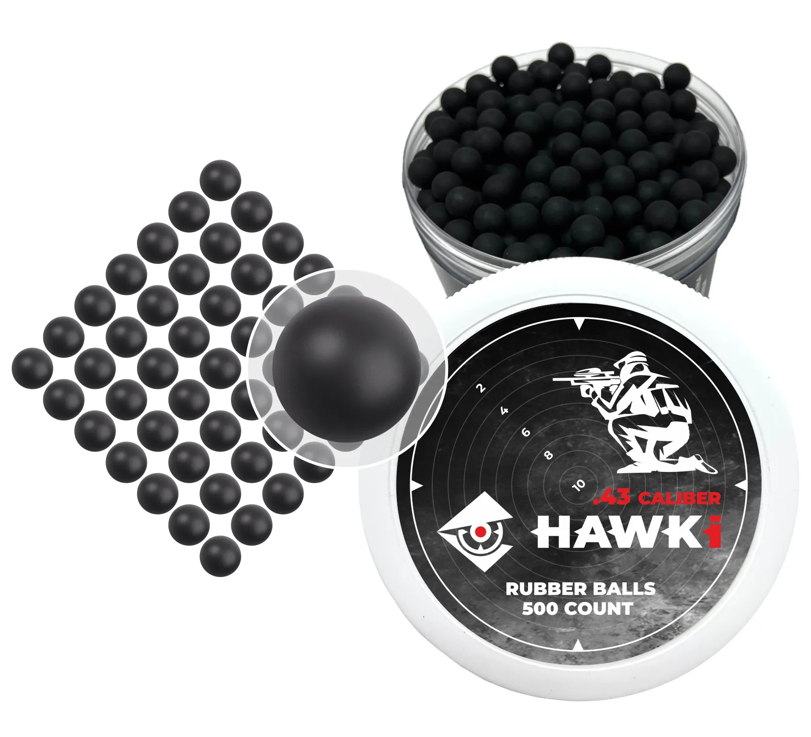 Hawki .43 Caliber Reusable Training Rubber Balls for Paintball Guns Self-Defense | Home-Defense