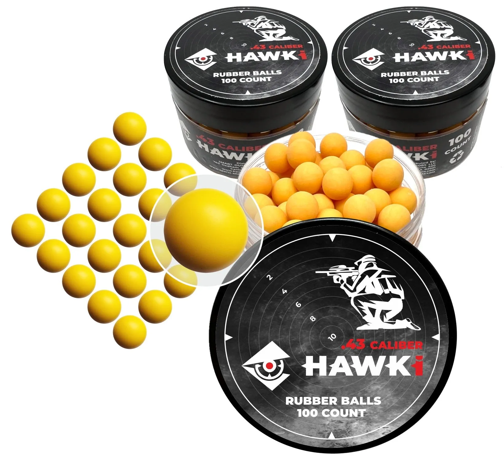 Hawki .43 Caliber Reusable Training Rubber Balls for Paintball Guns Self-Defense | Home-Defense