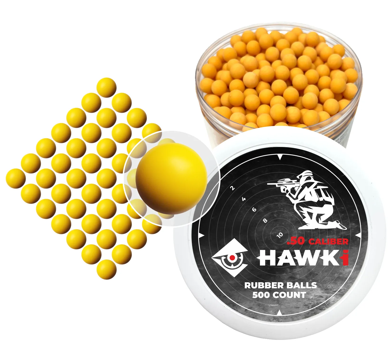 Hawki .50 Caliber Reusable Training Rubber Balls for Paintball Guns Self-Defense | Home-Defense