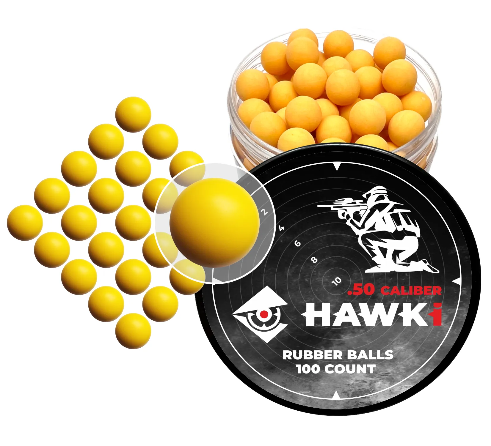 Hawki .50 Caliber Reusable Training Rubber Balls for Paintball Guns Self-Defense | Home-Defense