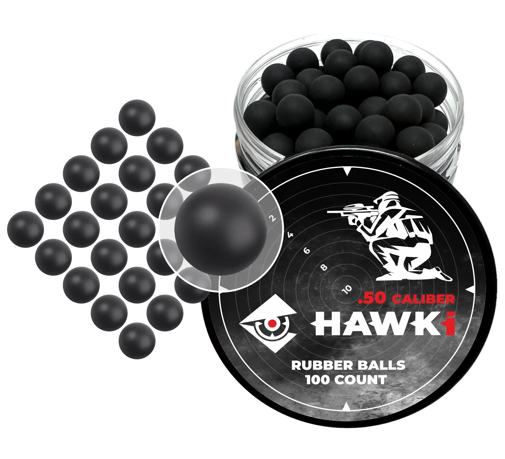 Hawki .50 Caliber Reusable Training Rubber Balls for Paintball Guns Self-Defense | Home-Defense