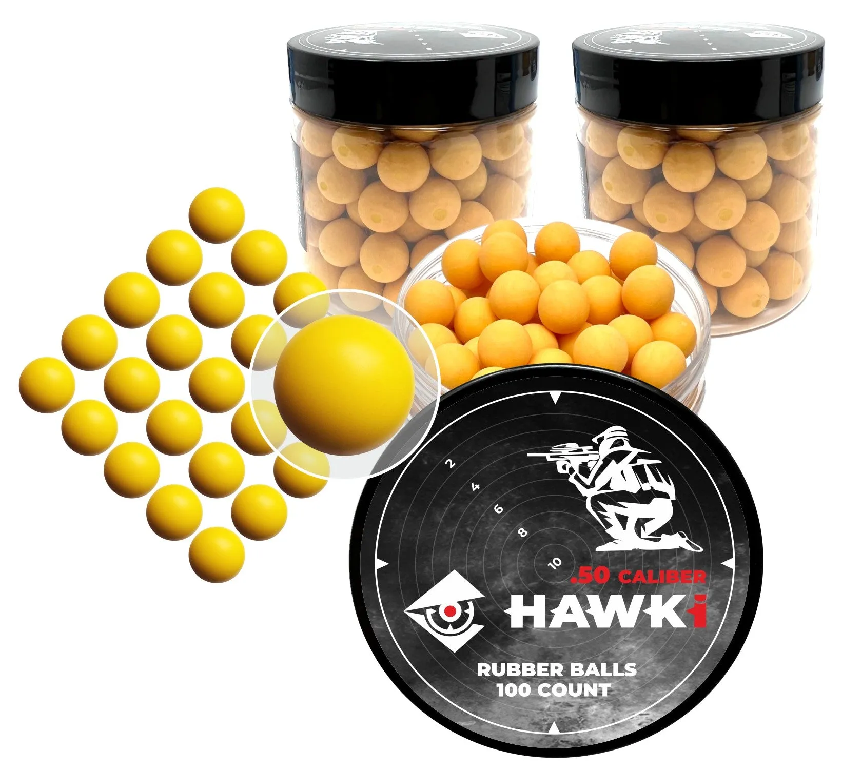 Hawki .50 Caliber Reusable Training Rubber Balls for Paintball Guns Self-Defense | Home-Defense