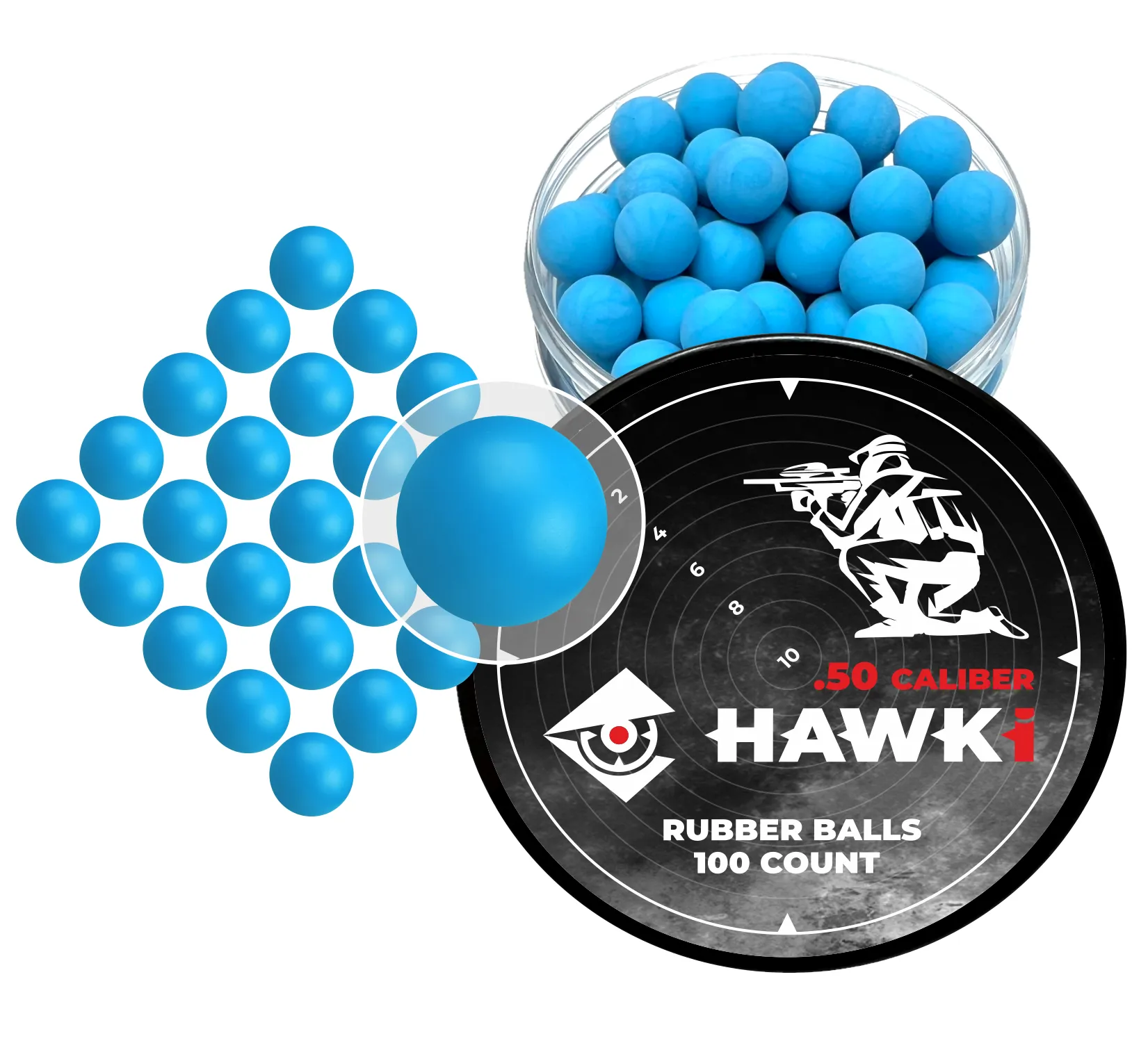 Hawki .50 Caliber Reusable Training Rubber Balls for Paintball Guns Self-Defense | Home-Defense