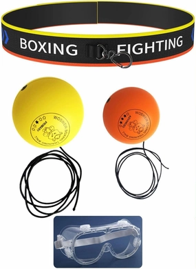 Head Mounted Boxing Reflex Ball Set, Headband, Upgraded Ball Comfort, Improved Hand Eye Coordination, Punching Speed and Combat Response, Boxing Fitness Equipment, with Safety Goggles
