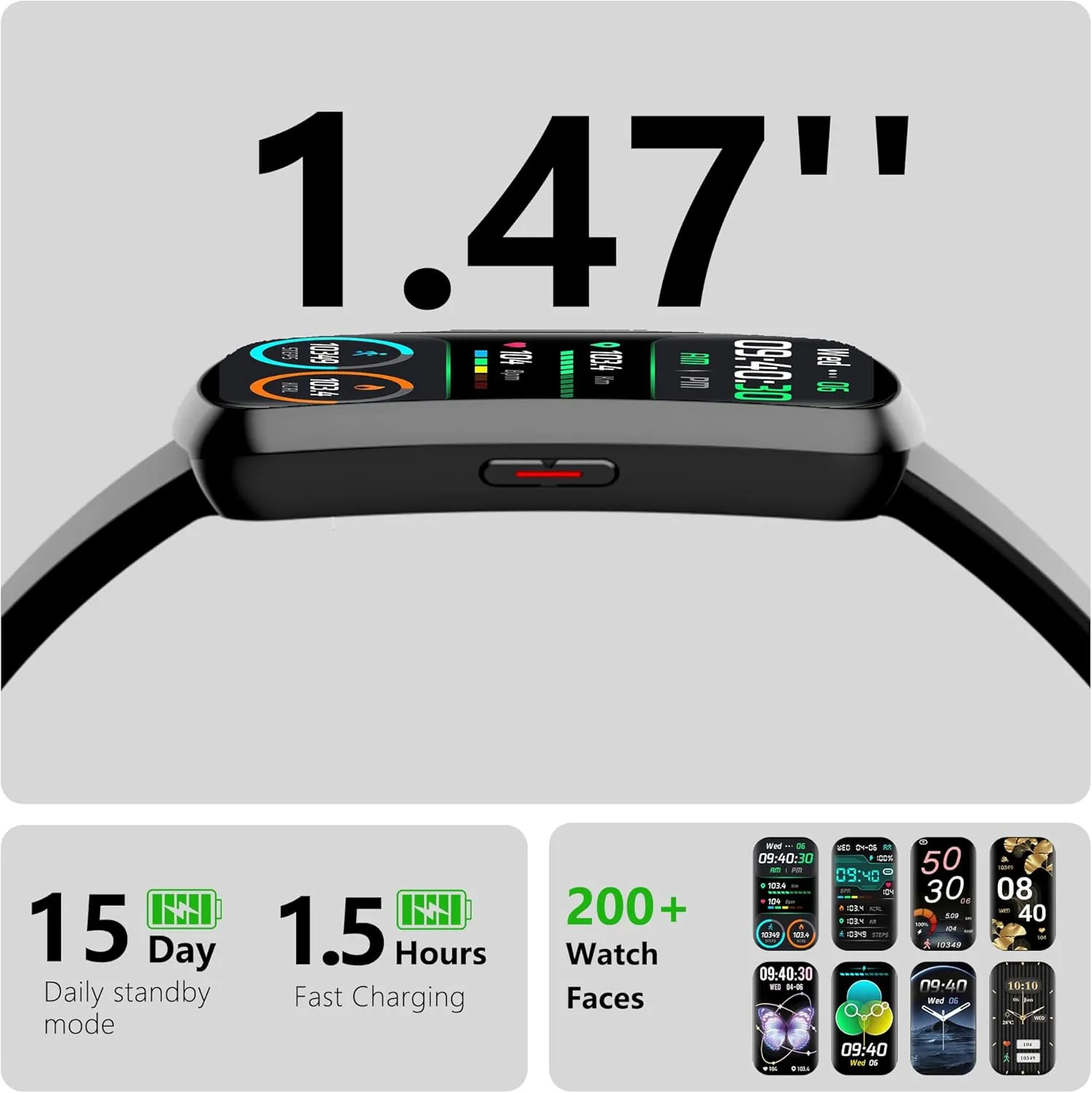 Health Fitness Tracker, Smart Watch with 24/7 Heart Rate and Blood Pressure Monitor, Activity Tracker with Blood Oxygen, 120 Sport Mode Waterproof Sleep Tracker for Women Men