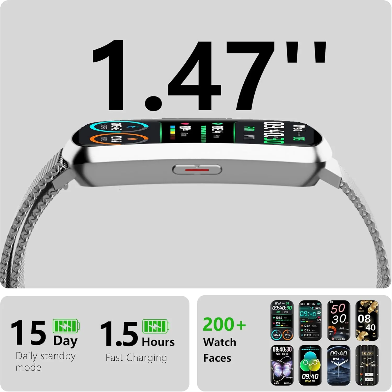 Health Fitness Tracker, Smart Watch with 24/7 Heart Rate and Blood Pressure Monitor, Activity Tracker with Blood Oxygen, 120 Sport Mode Waterproof Sleep Tracker for Women Men