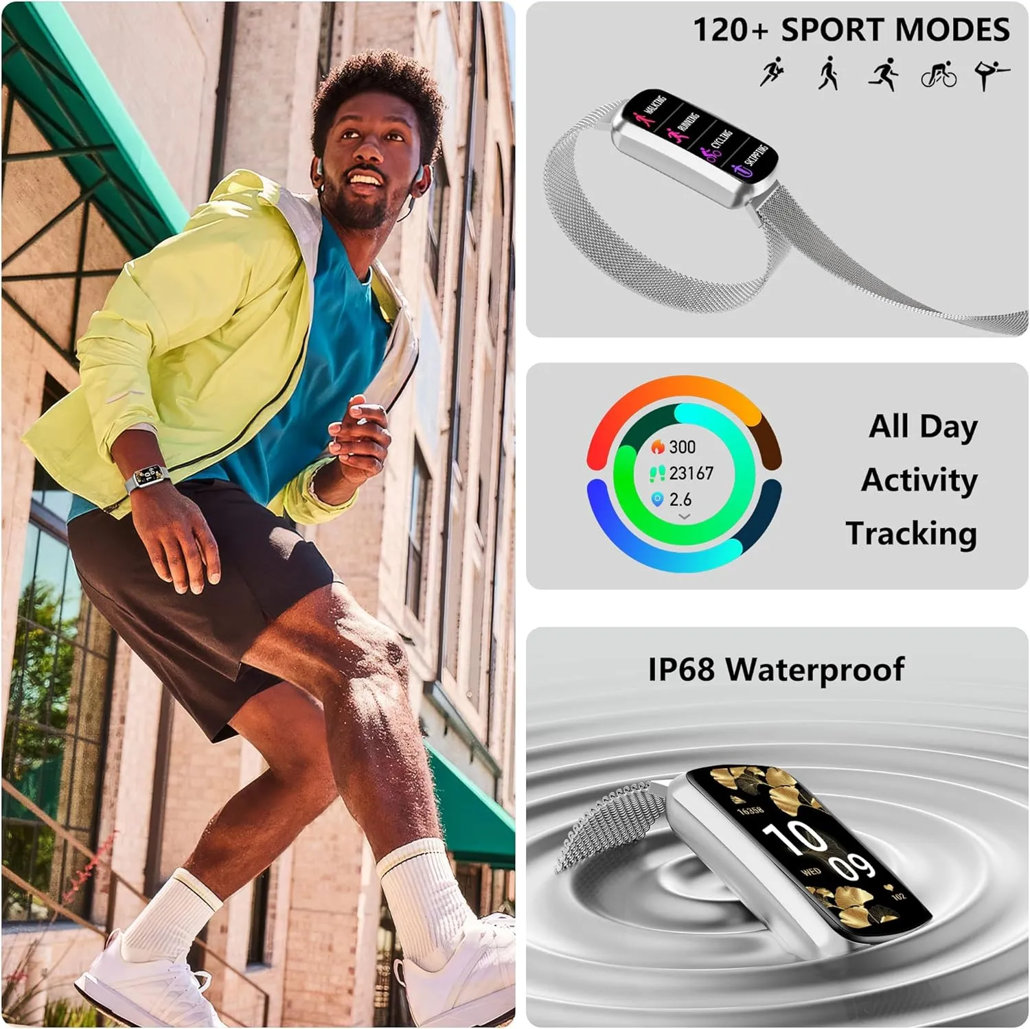 Health Fitness Tracker, Smart Watch with 24/7 Heart Rate and Blood Pressure Monitor, Activity Tracker with Blood Oxygen, 120 Sport Mode Waterproof Sleep Tracker for Women Men