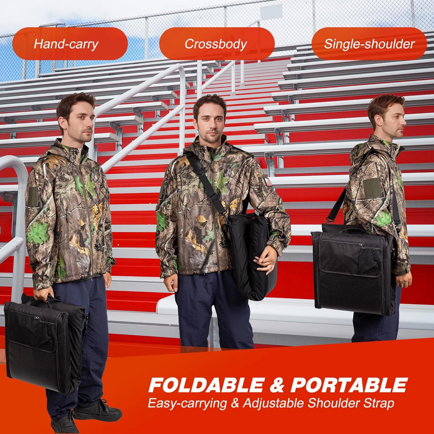 Heated Stadium Seats for Bleachers with Back Support and Cushion, 3-Temperature Control & Timer Heating Bleacher Chairs, Comfort Stadium Chair Portable Bleacher Seat for Sports Events Outdoor
