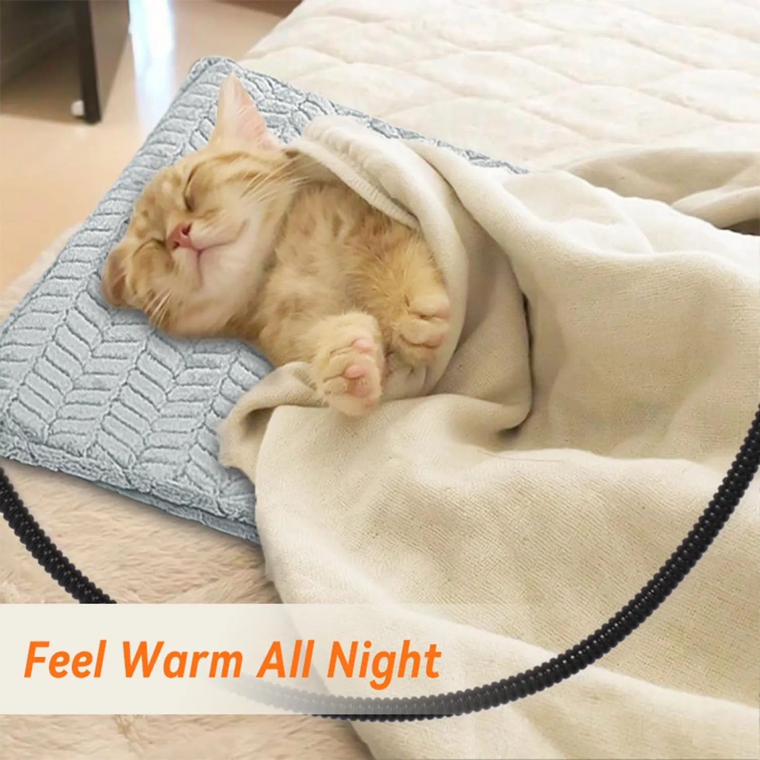 Heeyoo Pet Heating Pad, Adjustable Temperature Dog Cat Heating Pad with Timer, Waterproof Heated Dog Bed with Chew Resistant Cord, Auto Power-Off Indoor Pet Heated Mat for Dogs and Cats