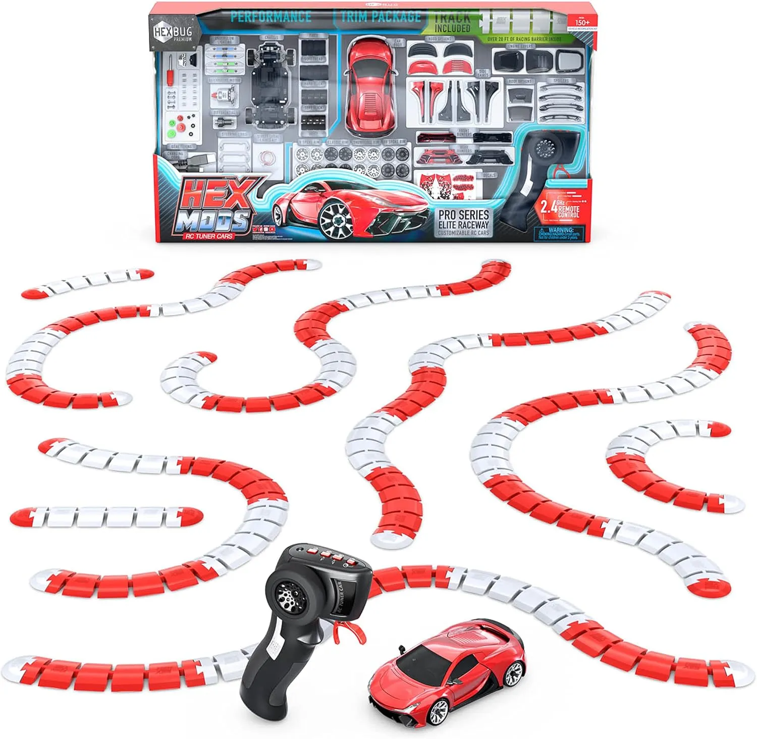 HEXBUG HEXMODS Pro Series Elite Raceway, Rechargeable Remote Control Car, Model Car Kits for Kids & Adults, STEM Toys for Kids Ages 14 & Up