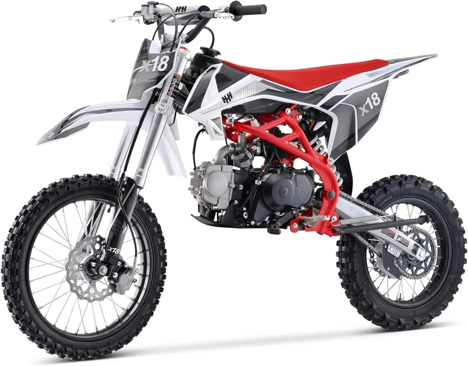 HHH 125cc Dirtbike X18 Dirt Bike DB X18 Racing DB18 Dirtbike 125cc 4 Speed Manual Clutch and Big Size Tires 17/14 inches