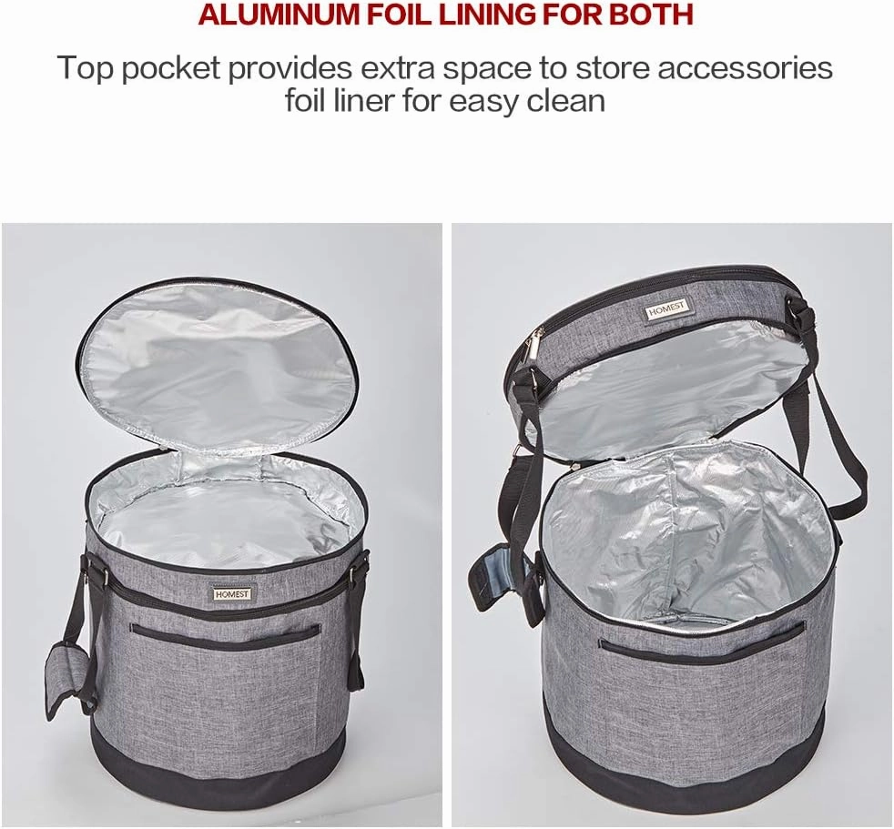 HOMEST 2 Compartments Carry Bag for 6 Quart Instant Pot, Pressure Cooker Travel Tote Have Accessory Pockets for Spoon, Measuring Cup, Steam Rack, Insulated Carrier with Easy to Clean Lining, Gray