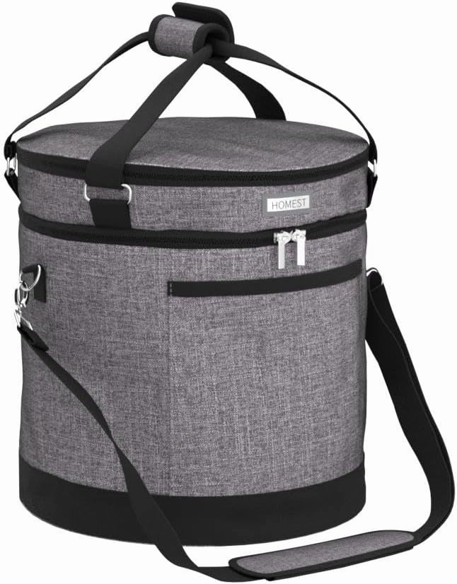 HOMEST 2 Compartments Carry Bag for 6 Quart Instant Pot, Pressure Cooker Travel Tote Have Accessory Pockets for Spoon, Measuring Cup, Steam Rack, Insulated Carrier with Easy to Clean Lining, Gray