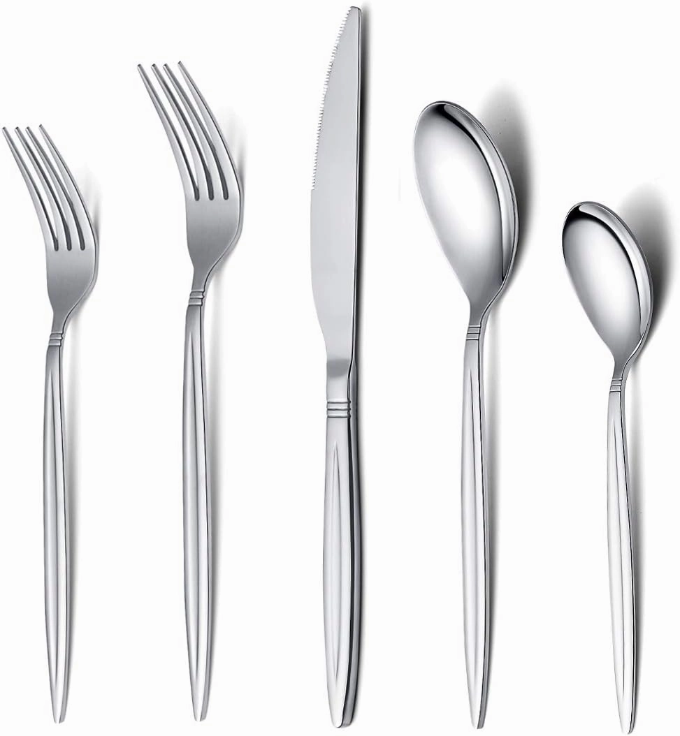 HOMQUEN Flatware Set 40 Pieces, Stainless Steel Silverware Set, Utensils Service for 8, Cutlery Set, Spoons And Forks Sets Dishwasher Safe (Mirror Polish)
