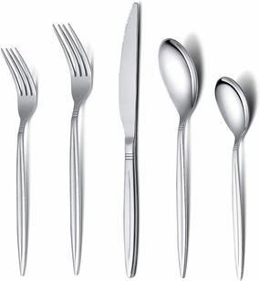 HOMQUEN Flatware Set 40 Pieces, Stainless Steel Silverware Set, Utensils Service for 8, Cutlery Set, Spoons And Forks Sets Dishwasher Safe (Mirror Polish)