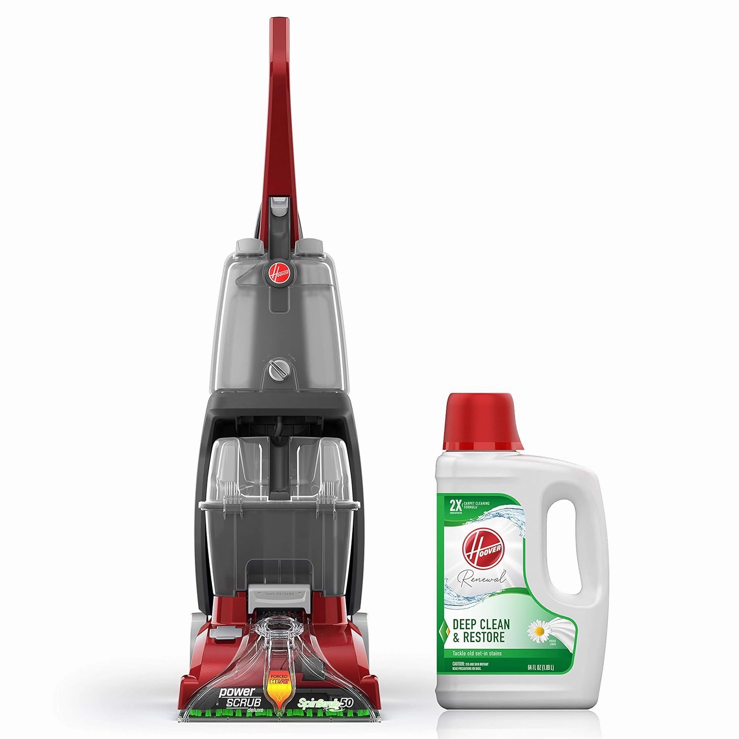 Hoover PowerScrub Deluxe Carpet Cleaner Machine, FH50150NC   64 oz Everyday Carpet Cleaner Solution, Deep Cleaning Carpet Shampoo, AH31924