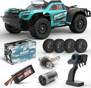 Hosim 1:14 Brushless RC Cars for Adults Fast 50mph, MOXLIN RC Short-Course Trucks 4x4 All Terrain Off Road Hobby Electric RC Monster Trucks Waterproof High Speed Remote Control Car with 3S Battery