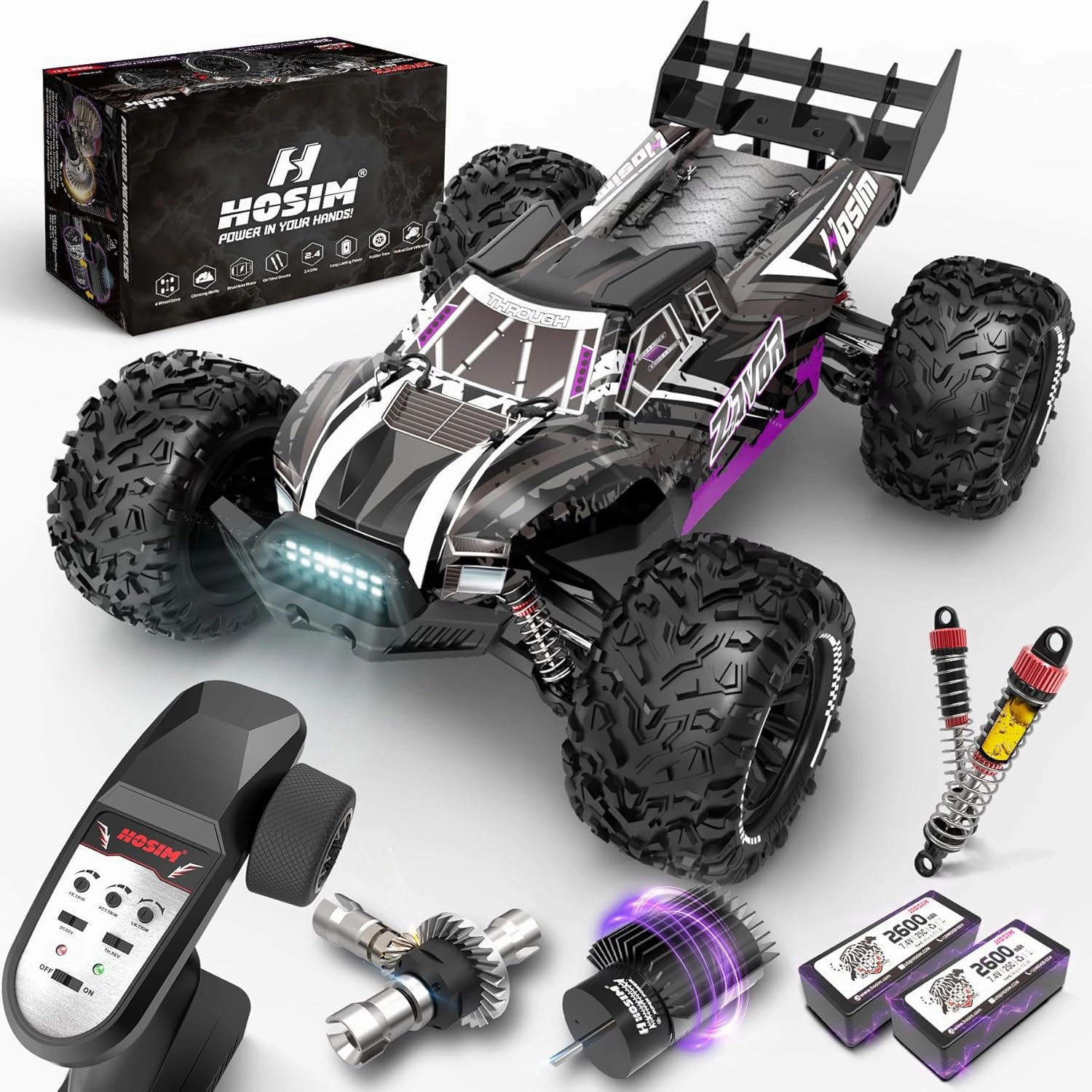 Hosim 1:10 Brushless RC Car for Adults Fast 68 Kmh, All Terrain High Speed Remote Control Car Hobby RC Trucks 4x4 Waterproof Electric Off Road Monster Trucks-Upgradeable to 3S Battery