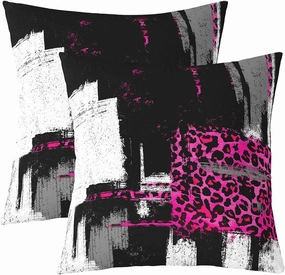 Hot Pink Black Cushion Case Set of 2 Abstract Modern Throw Pillow Covers Boys Girls Teens Room Decor Leopard Animals Decor Pillowcase 18 x 18-Inch Buffalo Check Zipper Soft Lightweight Microfiber